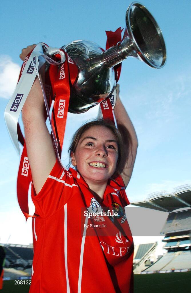 23 September 2007; Cork's Rhona Buckley celebrates with the cup at the end of the game. TG4 All-Ireland Ladies Senior Football Championship Final, Cork v Mayo, Croke Park, Dublin. Picture credit; Paul Mohan / SPORTSFILE