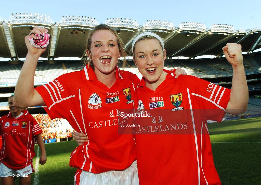 23 September 2007; Cork's Briege Corkery, left, and Amanda Murphy celebrate at the end of the game. TG4 All-Ireland Ladies Senior Football Championship Final, Cork v Mayo, Croke Park, Dublin. Picture credit; Paul Mohan / SPORTSFILE