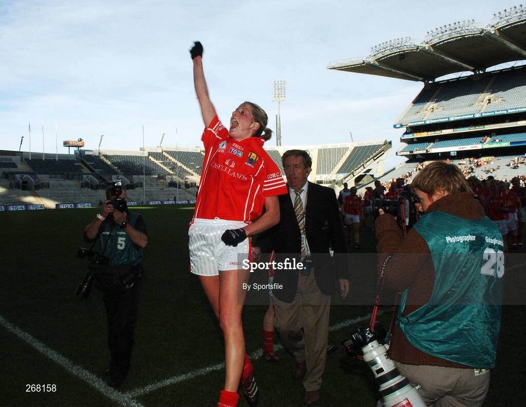23 September 2007; Cork captain Juliet Murphy celebrates at the end of the game. TG4 All-Ireland Ladies Senior Football Championship Final, Cork v Mayo, Croke Park, Dublin. Picture credit; Paul Mohan / SPORTSFILE
