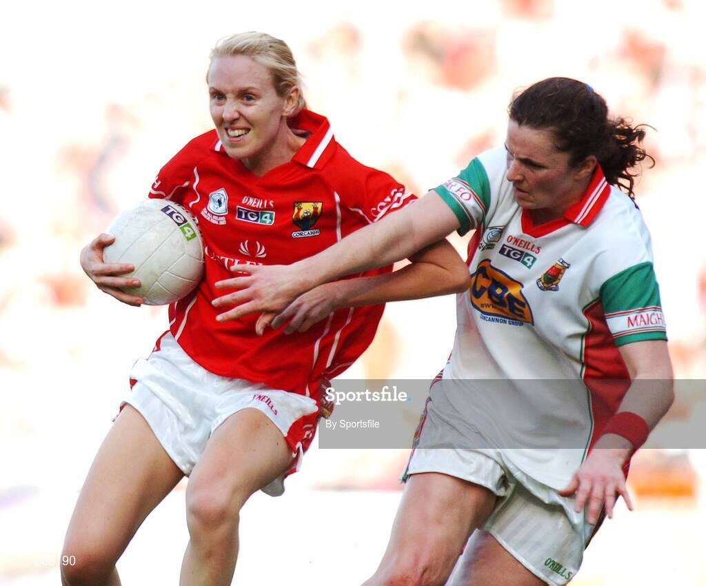 23 September 2007; Nollaig Cleary, Cork, in action against Helena Lohan, Mayo. TG4 All-Ireland Ladies Senior Football Championship Final, Cork v Mayo, Croke Park, Dublin. Picture credit; Paul Mohan / SPORTSFILE