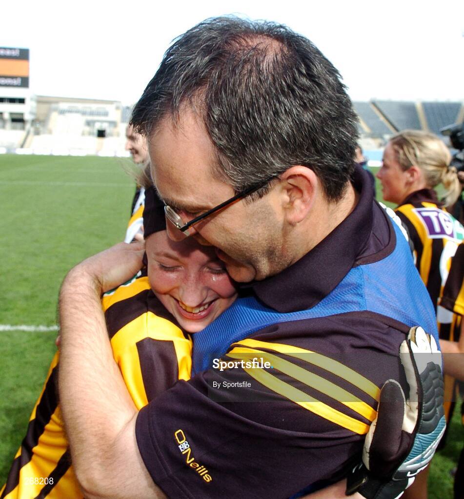 23 September 2007; Kilkenny's Niamh Whelan embraces her father P.J. Whelan at the end of the game. TG4 All-Ireland Ladies Junior Football Championship Final, London v Kilkenny, Croke Park, Dublin. Picture credit; Paul Mohan / SPORTSFILE