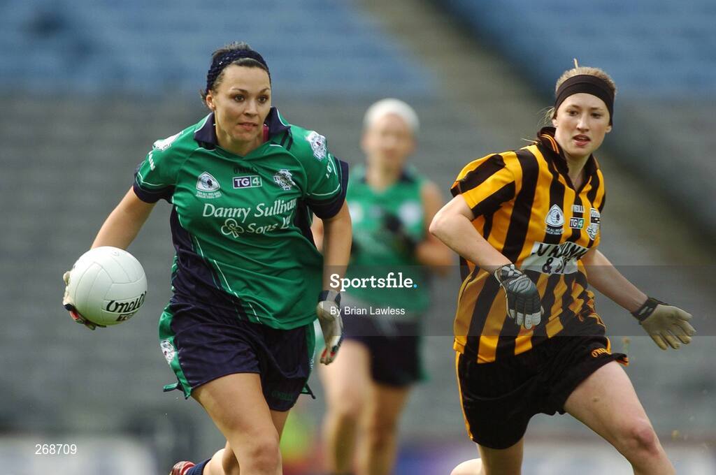 23 September 2007; Shauna Keogh, London, in action against Niamh Whelan, Kilkenny.TG4 All-Ireland Ladies Junior Football Championship Final, London v Kilkenny, Croke Park, Dublin. Picture credit; Brian Lawless / SPORTSFILE