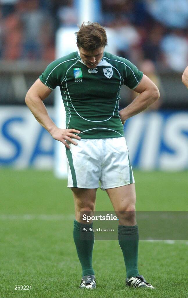 30 September 2007; Ireland's Brian O'Driscoll after the match. 2007 Rugby World Cup, Pool D, Ireland v Argentina, Parc des Princes, Paris, France. Picture credit; Brian Lawless / SPORTSFILE