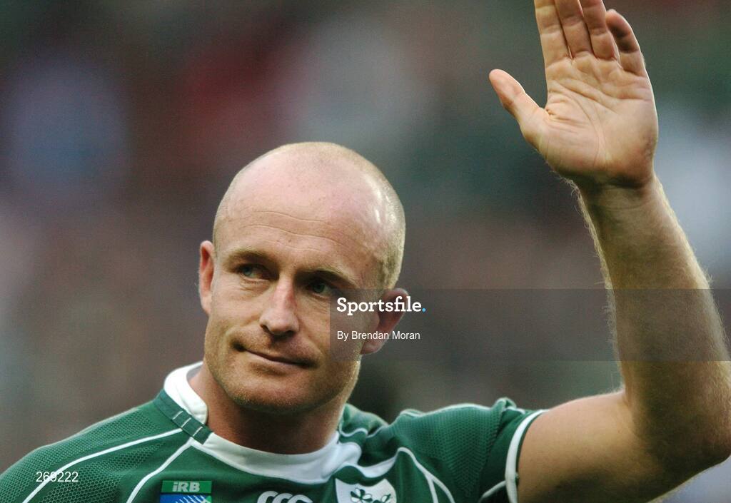 30 September 2007; Ireland's Denis Hickie after the game. 2007 Rugby World Cup, Pool D, Ireland v Argentina, Parc des Princes, Paris, France. Picture credit; Brendan Moran / SPORTSFILE