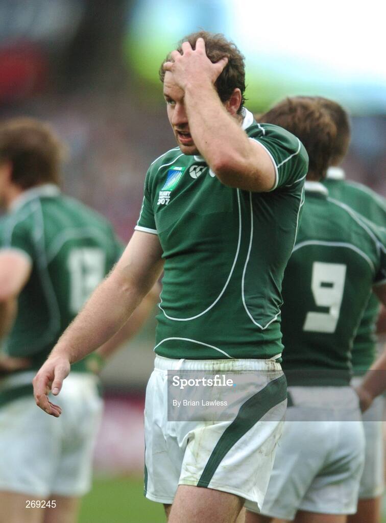 30 September 2007; Ireland's Geordan Murphy in the dying minutes of the match. 2007 Rugby World Cup, Pool D, Ireland v Argentina, Parc des Princes, Paris, France. Picture credit; Brian Lawless / SPORTSFILE