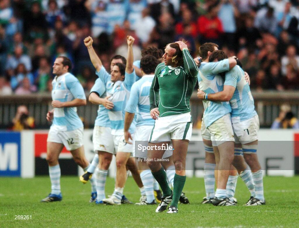 30 September 2007; Ireland's Neil Best reacts at the end of the match. 2007 Rugby World Cup, Pool D, Ireland v Argentina, Parc des Princes, Paris, France. Picture credit; Brian Lawless / SPORTSFILE