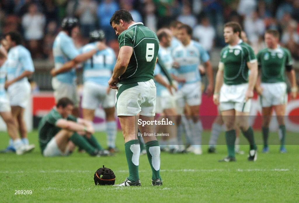 30 September 2007; Denis Leamy at the final whistle. 2007 Rugby World Cup, Pool D, Ireland v Argentina, Parc des Princes, Paris, France. Picture credit; Brian Lawless / SPORTSFILE