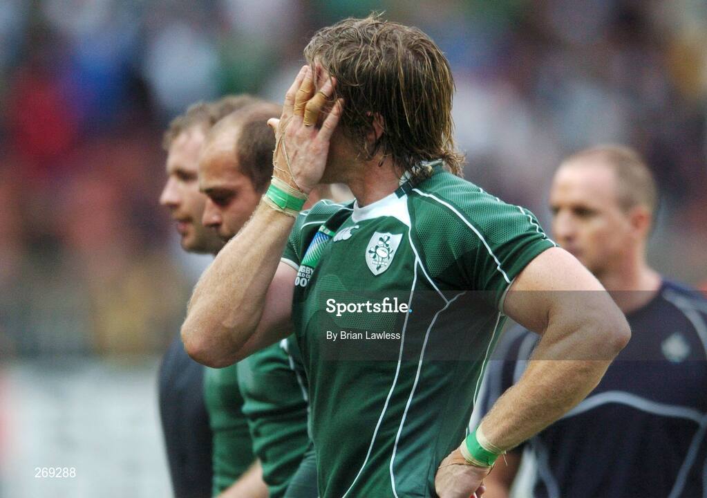 30 September 2007; Ireland's Simon Easterby after the match. 2007 Rugby World Cup, Pool D, Ireland v Argentina, Parc des Princes, Paris, France. Picture credit; Brian Lawless / SPORTSFILE