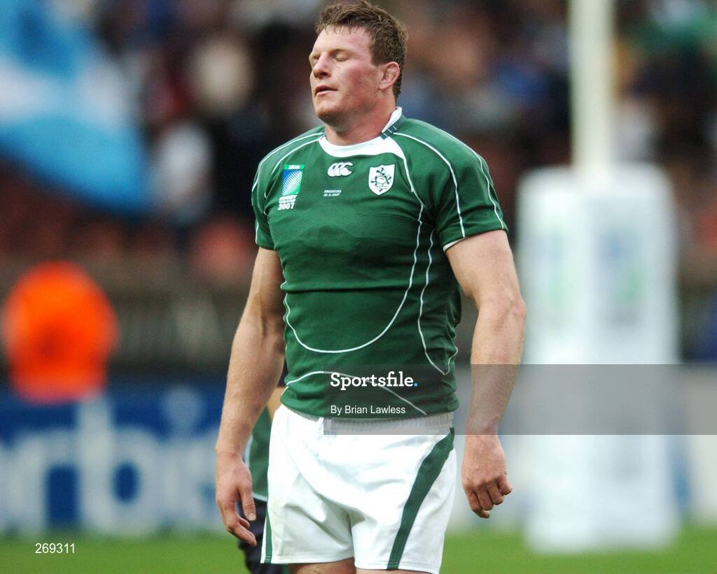 30 September 2007; Ireland's Malcolm O'Kelly after the match. 2007 Rugby World Cup, Pool D, Ireland v Argentina, Parc des Princes, Paris, France. Picture credit; Brian Lawless / SPORTSFILE