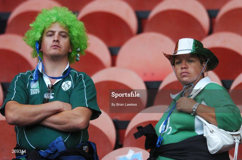 30 September 2007; Ireland fans after the match. 2007 Rugby World Cup, Pool D, Ireland v Argentina, Parc des Princes, Paris, France. Picture credit; Brian Lawless / SPORTSFILE