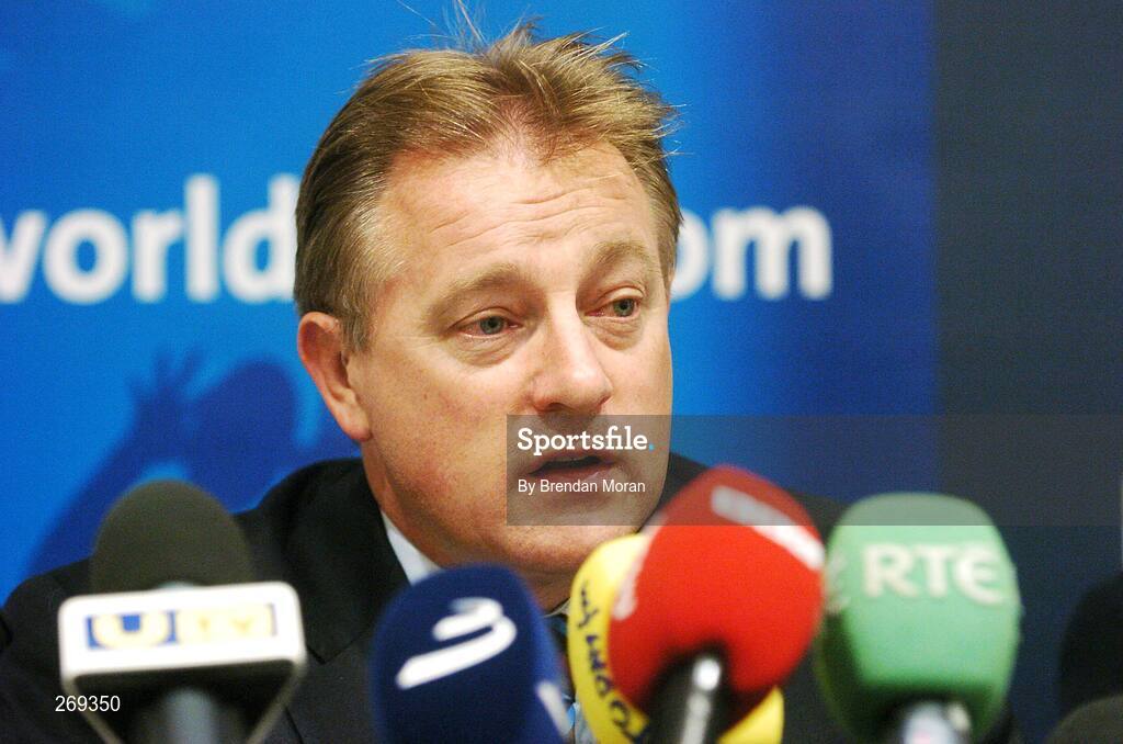1 October 2007; Ireland head coach Eddie O'Sullivan speaking at a press conference following Ireland's defeat by Argentina on Sunday which eliminated them from the 2007 Rugby World Cup. Sofitel Porte Des Serves, Paris, France. Picture credit; Brendan Moran / SPORTSFILE
