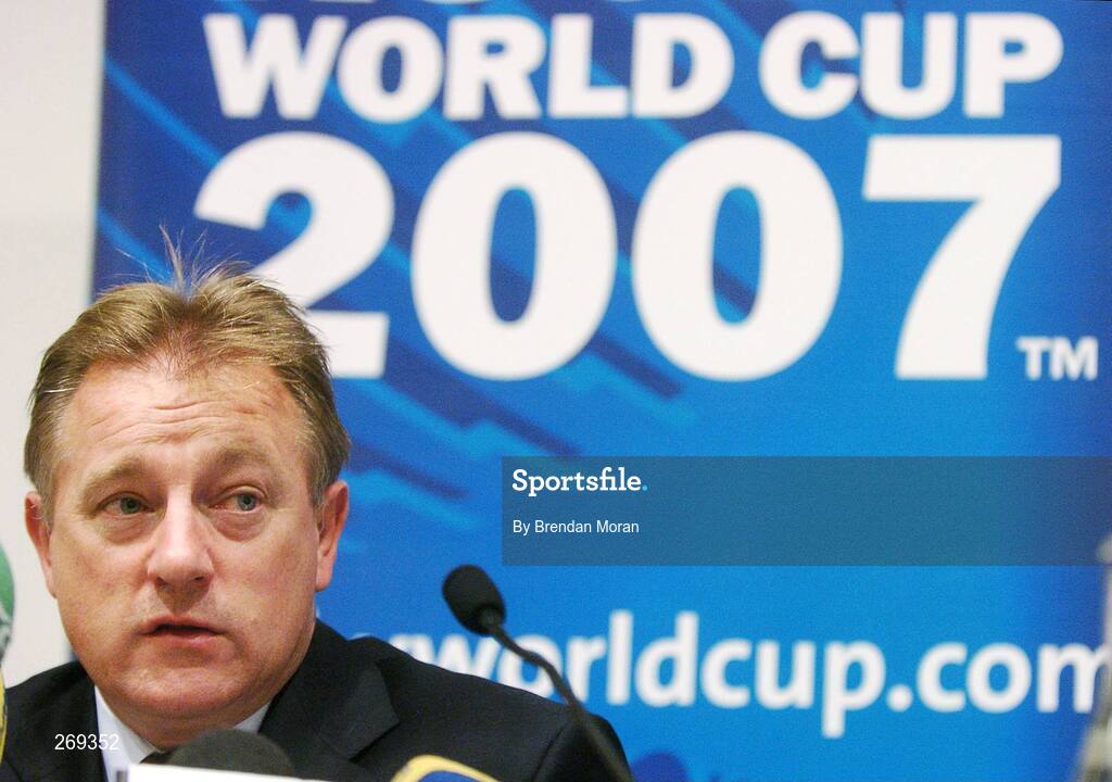 1 October 2007; Ireland head coach Eddie O'Sullivan speaking at a press conference following Ireland's defeat by Argentina on Sunday which eliminated them from the 2007 Rugby World Cup. Sofitel Porte Des Serves, Paris, France. Picture credit; Brendan Moran / SPORTSFILE
