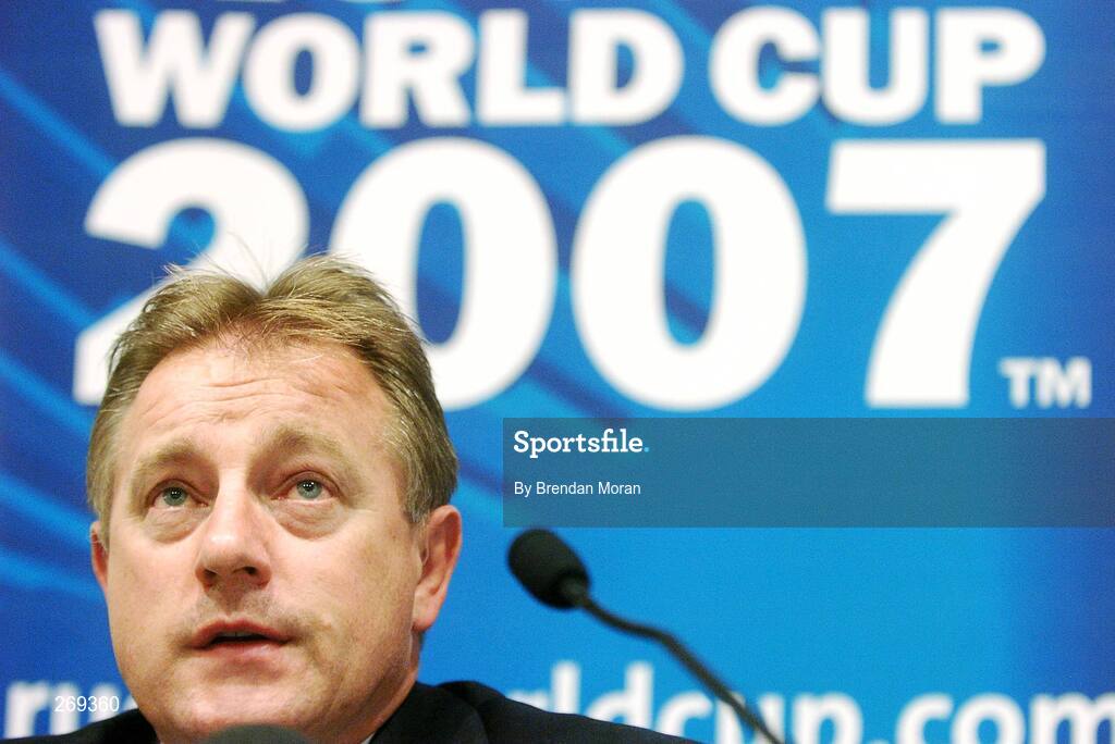 1 October 2007; Ireland head coach Eddie O'Sullivan reacts during a press conference following Ireland's defeat by Argentina on Sunday which eliminated them from the 2007 Rugby World Cup. Sofitel Porte Des Serves, Paris, France. Picture credit; Brendan Moran / SPORTSFILE