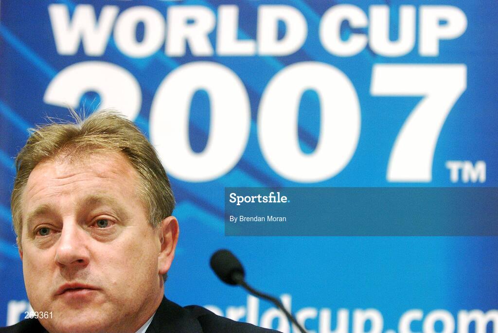 1 October 2007; Ireland head coach Eddie O'Sullivan speaking during a press conference following Ireland's defeat by Argentina on Sunday which eliminated them from the 2007 Rugby World Cup. Sofitel Porte Des Serves, Paris, France. Picture credit; Brendan Moran / SPORTSFILE