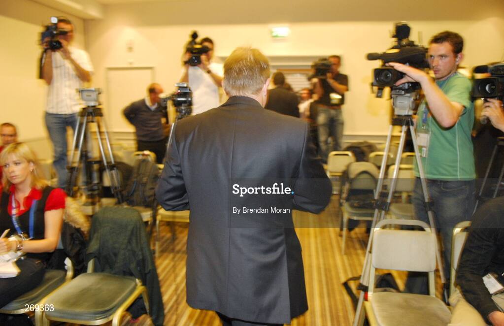 1 October 2007; Ireland head coach Eddie O'Sullivan leaves a press conference following Ireland's defeat by Argentina on Sunday which eliminated them from the 2007 Rugby World Cup. Sofitel Porte Des Serves, Paris, France. Picture credit; Brian Lawless / SPORTSFILE