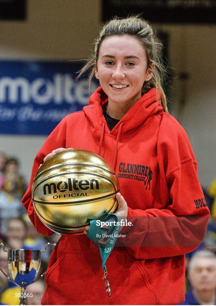 20 January 2015; Hollie Herlihy, Glanmire Community College, winner of the MVP award. All-Ireland Schools Cup U19B Girls Final, The Teresian School v Glanmire Community College, National Basketball Arena, Tallaght, Dublin. Picture credit: David Maher / SPORTSFILE