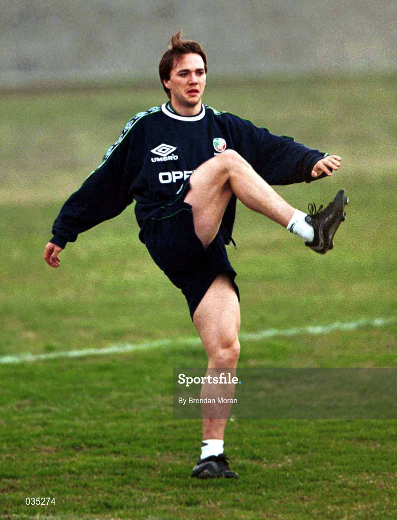 16 November 1999; David Connolly during a Republic of Ireland training session at Veledrom Stadium in Bursa, Turkey. Photo by Brendan Moran/Sportsfile