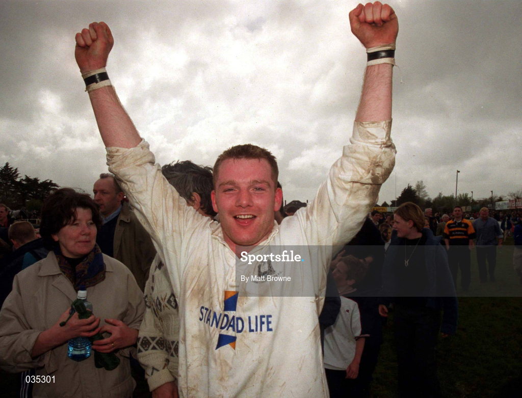 25 April 1999; David O'Brien of Cork Constitution celebrates after the AIB Rugby League Division 1 Semi-Final match between Cork Constitution v Buccaneers at Temple Hill in Cork. Photo by Matt Browne/Sportsfile
