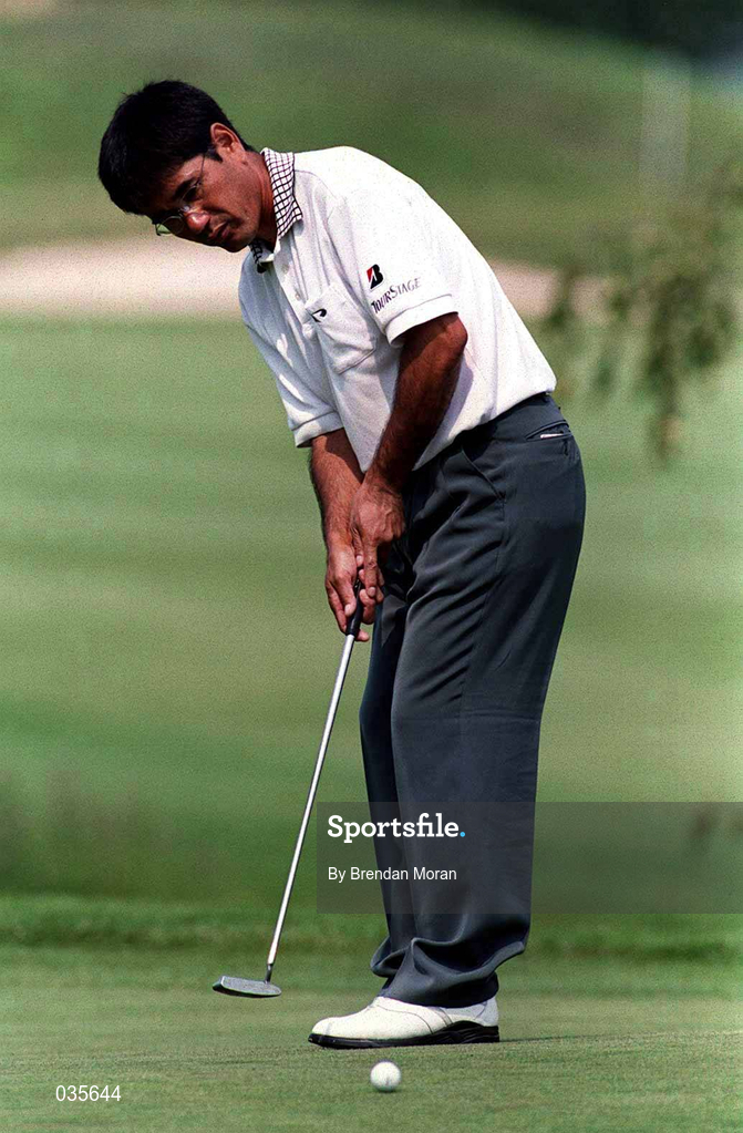 31 July 1999; Katsuyoshi Tomori  putts on the 3rd green during day two of the Smurfit European Open at the K-Club in Straffan, Kildare. Photo by Matt Browne/Sportsfile