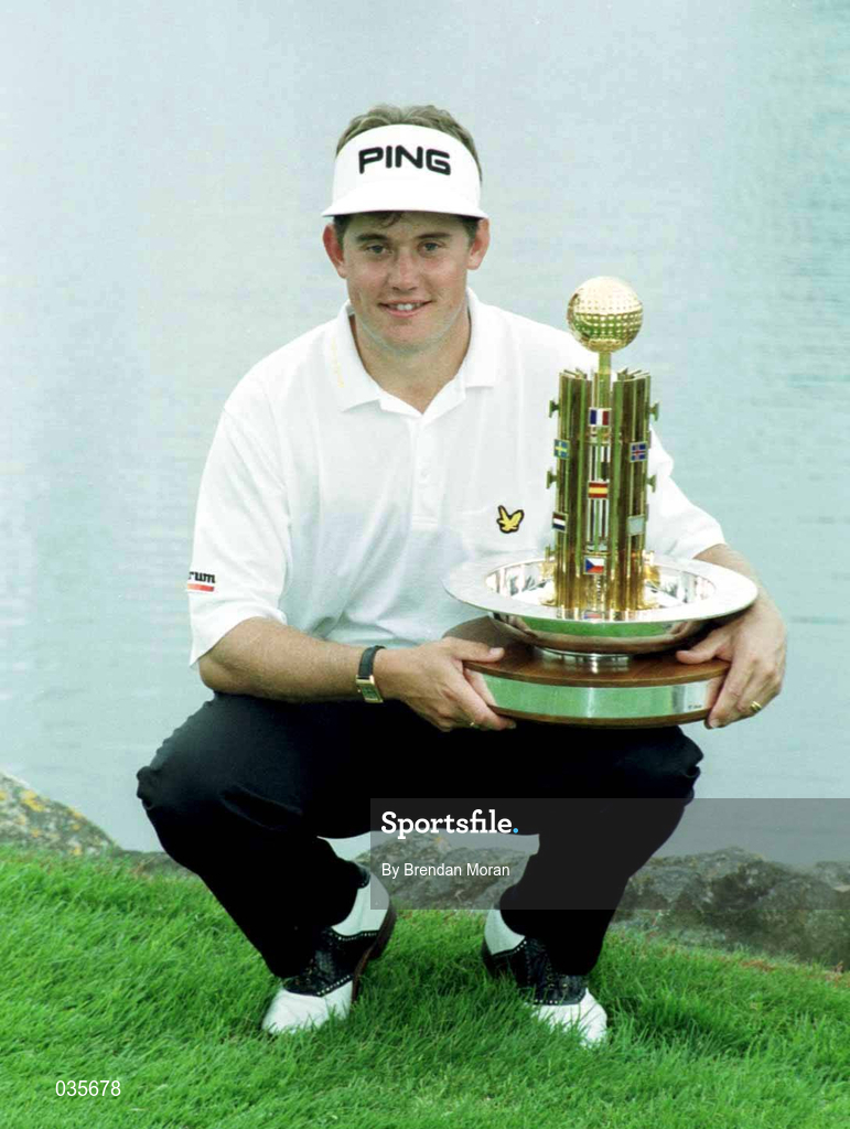 2 August 1999; Lee Westwood pictured with the Cup after winning the Smurfit European Open at the K-Club in Straffan, Kildare. Photo by Brendan Moran/Sportsfile