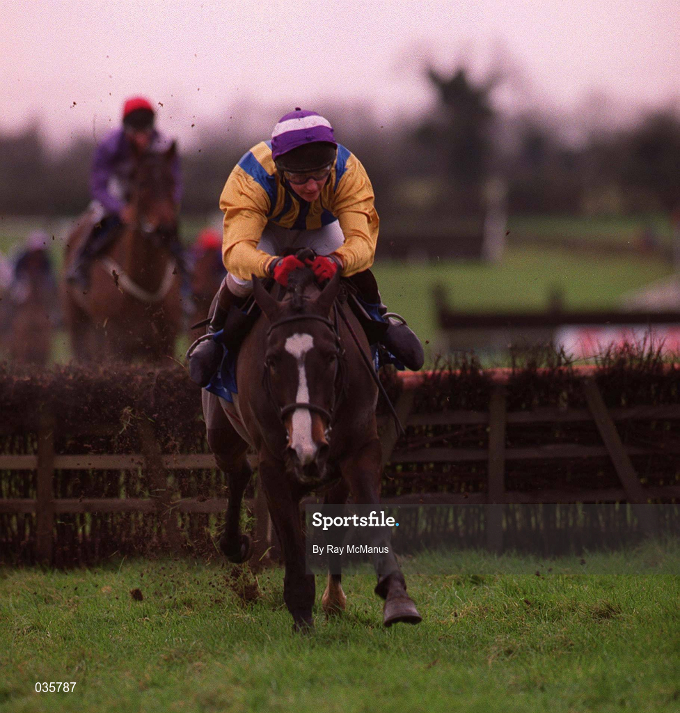 16 January 2000; Great Days, with Paul Wade up, races clear of the field on their way to winning the Fairyhouse European Breeders Fund Mares Maiden Hurdle at Fairyhouse Racecourse in Meath. Photo by Ray McManus/Sportsfile