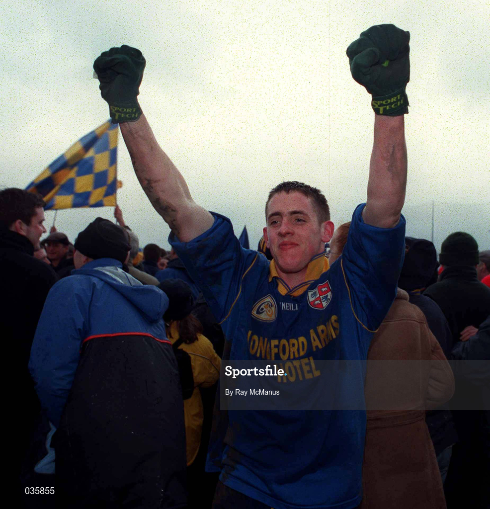 6 February 2000; David Blessington of Longford celebrates after the O'Byrne Cup Final between Westmeath and Longford at Cusack Park in Mullingar, Westmeath. Photo by Ray McManus/Sportsfile