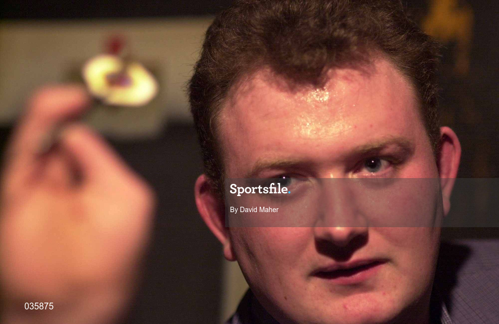 3 February 2000; Mattie Murtagh from Trim, winner of the single's championship, at the South Meath Darts Championship. Photo by David Maher/Sportsfile