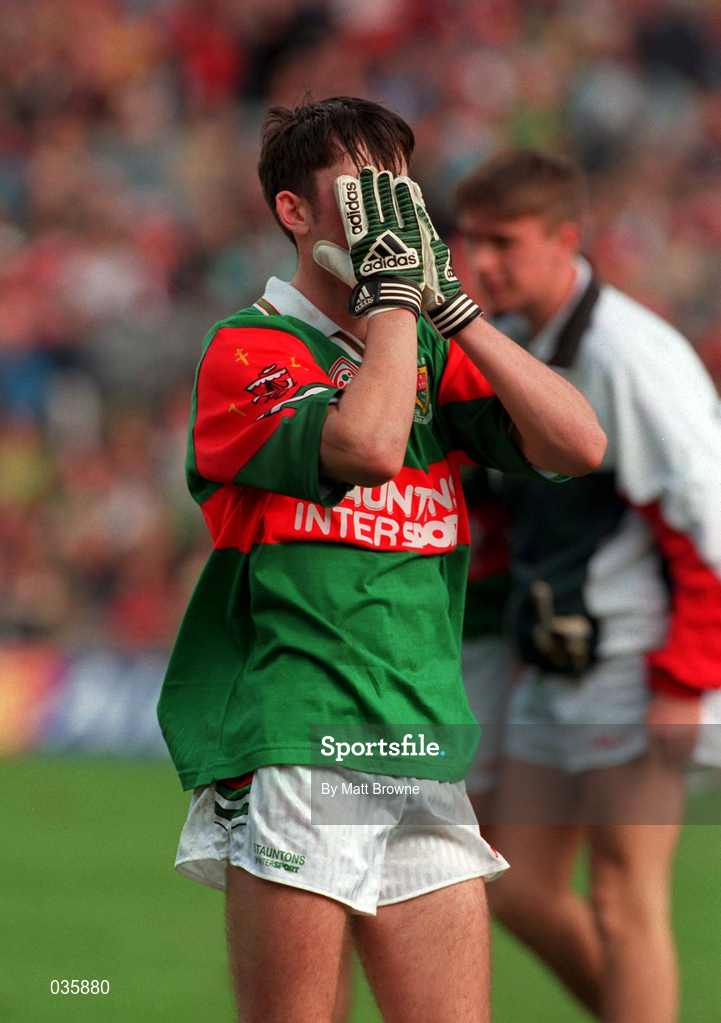 26 September 1999; Conor Moran of Mayo dejected after the All-Ireland Minor Football Championship Final match between Down and Mayo at Croke Park in Dublin. Photo by Matt Browne/Sportsfile