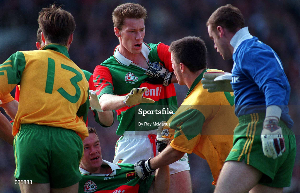 29 September 1996; Altercations between Meath and Mayo players during the All-Ireland Senior Football Championship Final Replay match between Meath and Mayo at Croke Park in Dublin. Photo Ray McManus/Sportsfile