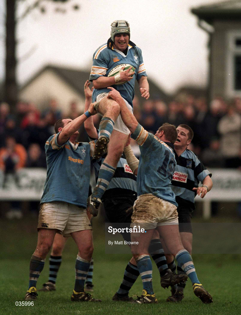 13 February 2000; Ross Leahy of Garryowen during the AIB All-Ireland League Division 1 match between Garryowen and Shannon at Dooradoyle in Limerick. Photo by Matt Browne/Sportsfile