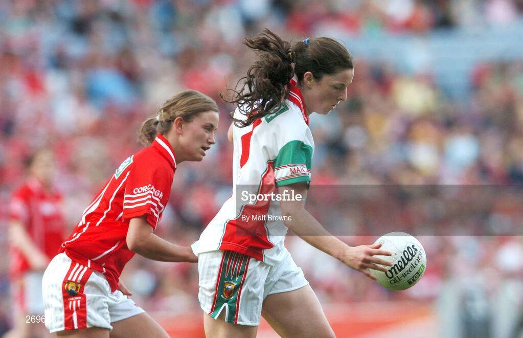 23 September 2007; Helena Lohan, Mayo, in action against Laura McMahon, Cork.TG4 All-Ireland Ladies Senior Football Championship Final, Cork v Mayo, Croke Park, Dublin. Picture credit; Matt Browne / SPORTSFILE
