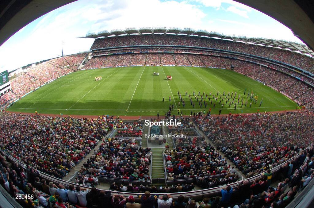 16 September 2007; A general view of Croke Park as the Artane School of Music band play the Amhran na bhFiann before the game. Bank of Ireland All-Ireland Senior Football Championship Final, Kerry v Cork, Croke Park, Dublin. Picture credit; Stephen McCarthy / SPORTSFILE