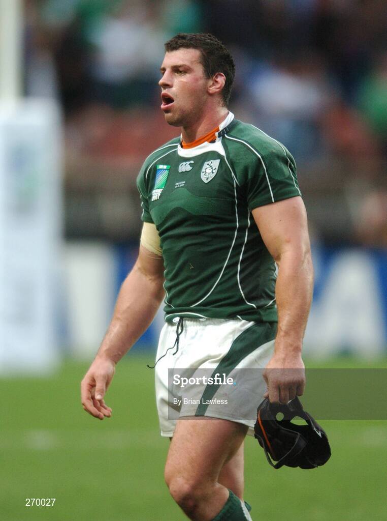 30 September 2007; Ireland's Denis Leamy after the match. 2007 Rugby World Cup, Pool D, Ireland v Argentina, Parc des Princes, Paris, France. Picture credit; Brian Lawless / SPORTSFILE