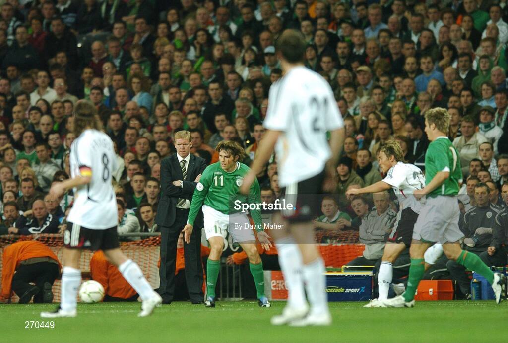 13 October 2007; Steve Staunton, Republic of Ireland manager, watches on during the game. 2008 European Championship Qualifier, Republic of Ireland v Germany, Croke Park, Dublin. Picture credit; David Maher / SPORTSFILE