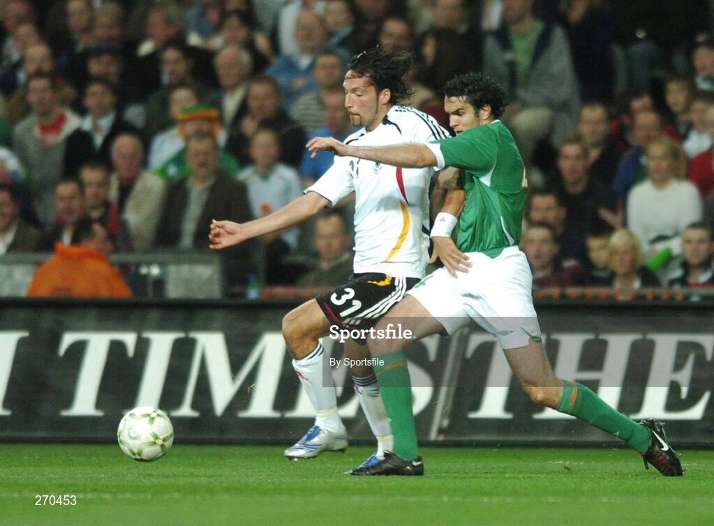 13 October 2007; Kevin Kuranyi, Germany, in action against Joseph O'Brien, Republic of Ireland. 2008 European Championship Qualifier, Republic of Ireland v Germany, Croke Park, Dublin. Picture credit; Paul Mohan / SPORTSFILE