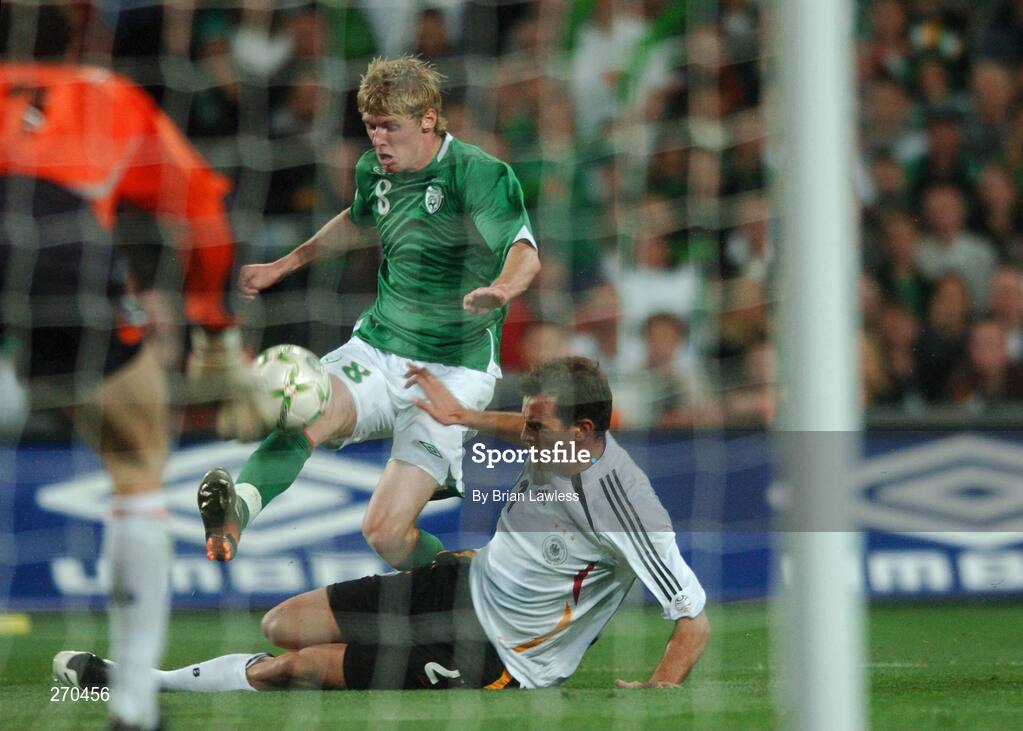 13 October 2007; Andy Keogh, Republic of Ireland, in action against Christoph Metzelder, Germany. 2008 European Championship Qualifier, Republic of Ireland v Germany, Croke Park, Dublin. Picture credit; Brian Lawless / SPORTSFILE