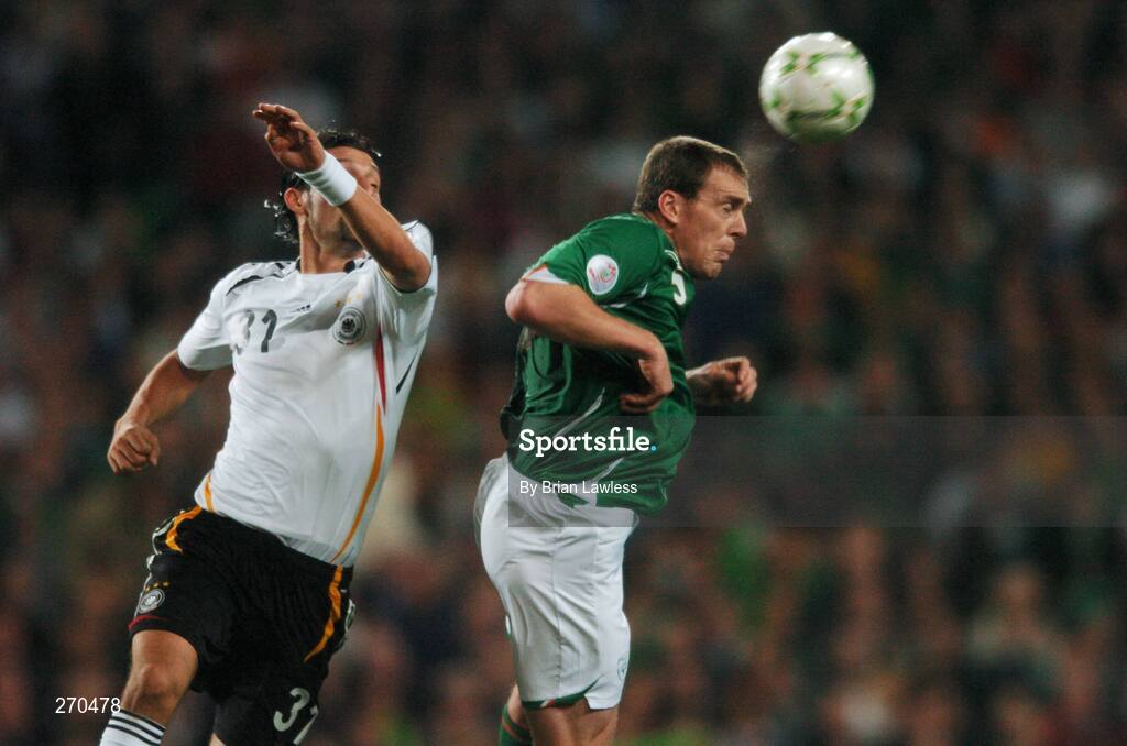 13 October 2007; Richard Dunne, Republic of Ireland, in action against Kevin Kuranyi, Germany. 2008 European Championship Qualifier, Republic of Ireland v Germany, Croke Park, Dublin. Picture credit; Brian Lawless / SPORTSFILE