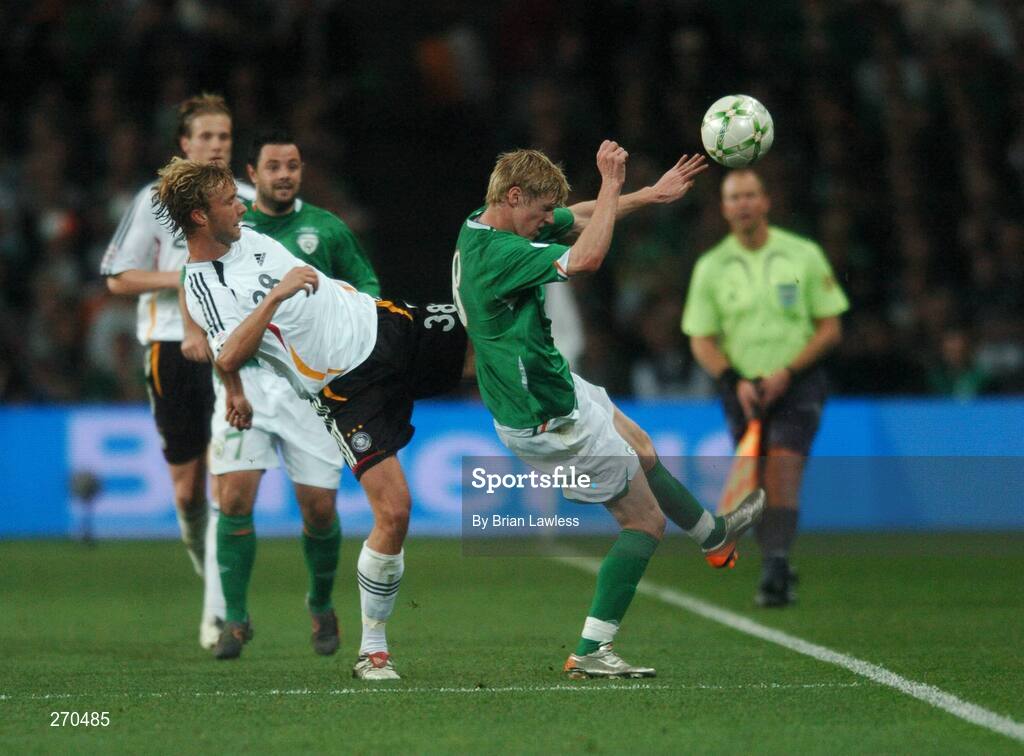 13 October 2007; Andy Keogh, Republic of Ireland, in action against Simon Rolfes, Germany. 2008 European Championship Qualifier, Republic of Ireland v Germany, Croke Park, Dublin. Picture credit; Brian Lawless / SPORTSFILE