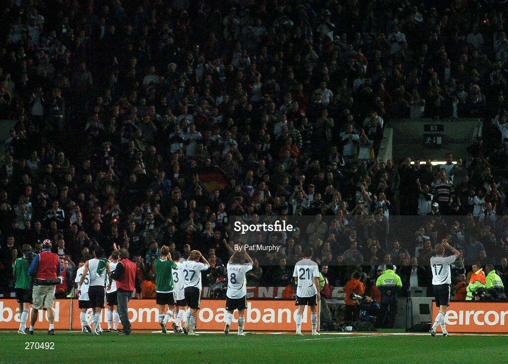 13 October 2007; The Germany players salute the crowd after the game. 2008 European Championship Qualifier, Republic of Ireland v Germany, Croke Park, Dublin. Picture credit; Pat Murphy / SPORTSFILE