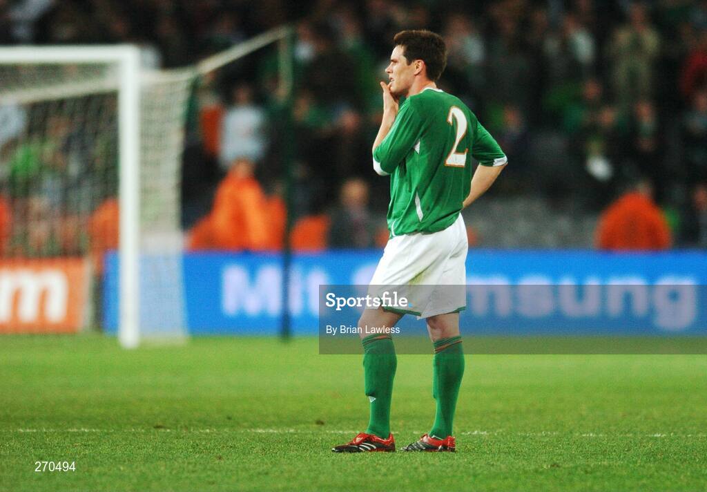 13 October 2007; Republic of Ireland's Steve Finnan at the final whistle. 2008 European Championship Qualifier, Republic of Ireland v Germany, Croke Park, Dublin. Picture credit; Brian Lawless / SPORTSFILE