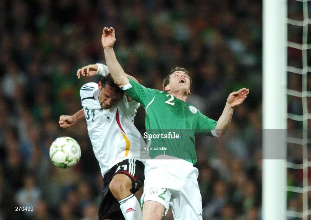 13 October 2007; Stephen Finnan, Republic of Ireland, in action against Kevin Kuranyi, Germany. 2008 European Championship Qualifier, Republic of Ireland v Germany, Croke Park, Dublin. Picture credit; Paul Mohan / SPORTSFILE