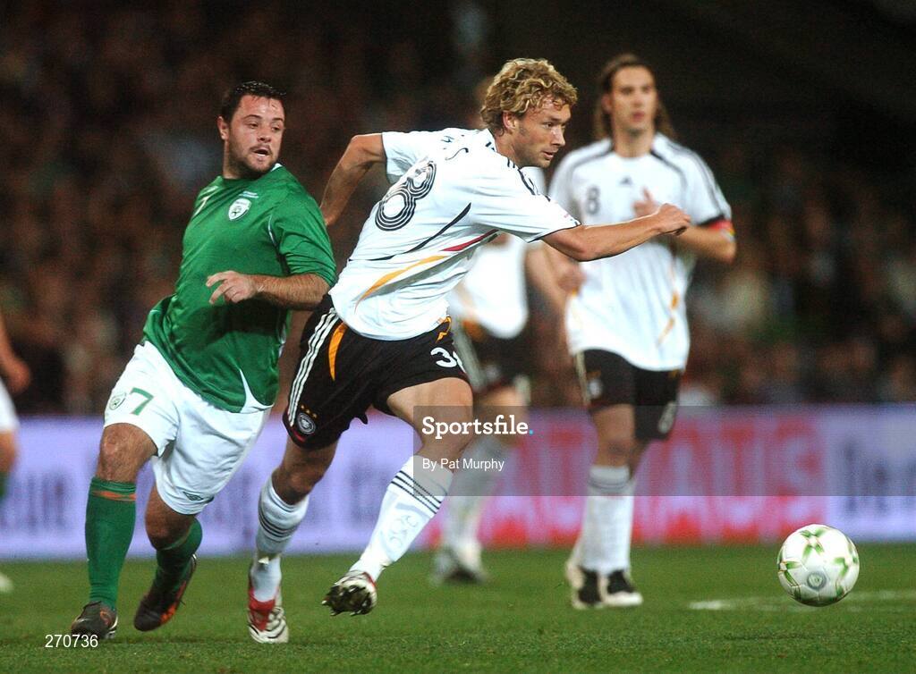 13 October 2007; Simon Rolfes, Germany, in action against Andy Reid, Republic of Ireland. 2008 European Championship Qualifier, Republic of Ireland v Germany, Croke Park, Dublin. Picture credit; Pat Murphy / SPORTSFILE