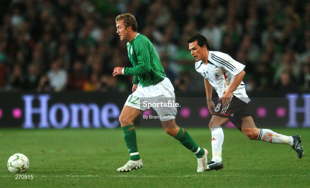 13 October 2007; Aiden McGeady, Republic of Ireland, in action against Piotr Trochowski, Germany. 2008 European Championship Qualifier, Republic of Ireland v Germany, Croke Park, Dublin. Picture credit; Brian Lawless / SPORTSFILE