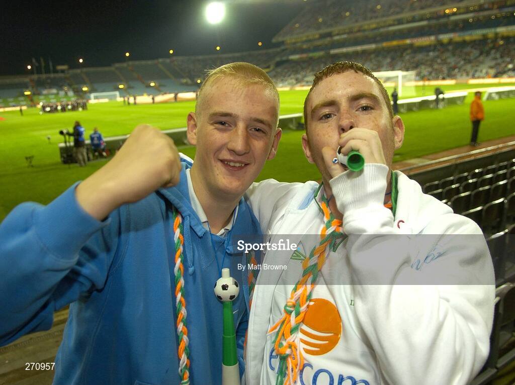 17 October 2007; Republic of Ireland fans Gary Foley, left, and Robert Quinn, from Dublin, at the game. 2008 European Championship Qualifier, Republic of Ireland v Cyprus, Croke Park, Dublin. Picture credit; Matt Browne / SPORTSFILE