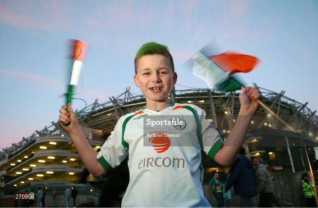 17 October 2007; Republic of Ireland fan Jamie Carthy, age 8, from Crumlin, before the game. 2008 European Championship Qualifier, Republic of Ireland v Cyprus, Croke Park, Dublin. Picture credit; Brian Lawless / SPORTSFILE