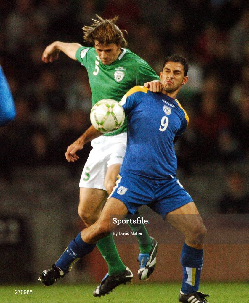 17 October 2007; Kevin Kilbane, Republic of Ireland, in action against Yiannis Okkas, Cyprus. 2008 European Championship Qualifier, Republic of Ireland v Cyprus, Croke Park, Dublin. Picture credit; David Maher / SPORTSFILE