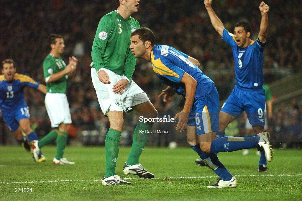 17 October 2007; Stelios Okkarides, Cyprus, 6, celebrates after scoring his side's goal. 2008 European Championship Qualifier, Republic of Ireland v Cyprus, Croke Park, Dublin. Picture credit; David Maher / SPORTSFILE