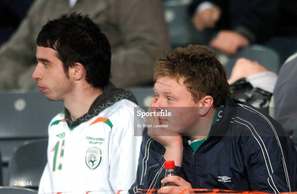 17 October 2007; Republic of Ireland fans watch the dying moments of the match. 2008 European Championship Qualifier, Republic of Ireland v Cyprus, Croke Park, Dublin. Picture credit; Brian Lawless / SPORTSFILE