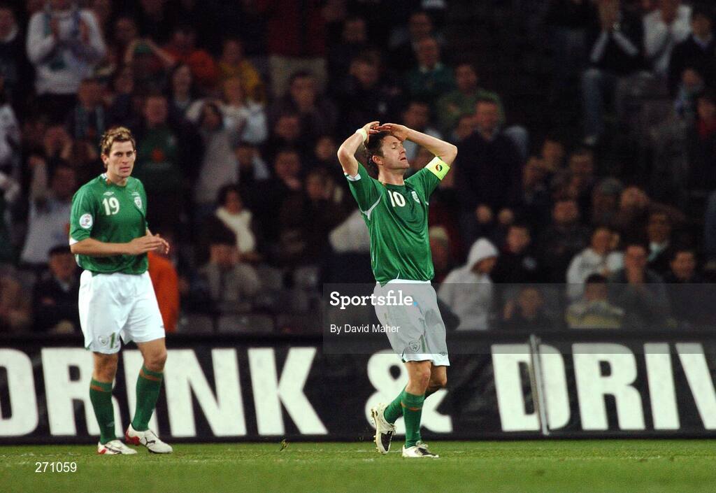 17 October 2007; Republic of Ireland captain Robbie Keane reacts to a missed chance during the game. 2008 European Championship Qualifier, Republic of Ireland v Cyprus, Croke Park, Dublin. Picture credit; David Maher / SPORTSFILE