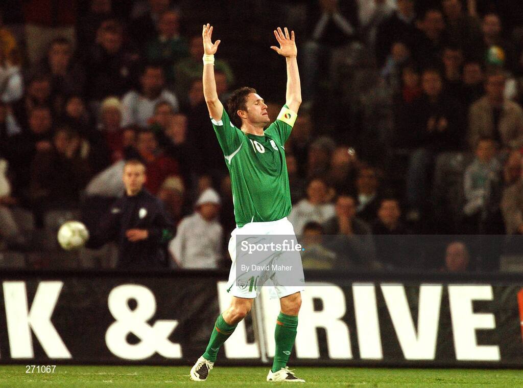 17 October 2007; Republic of Ireland captain Robbie Keane reacts to a missed chance during the game. 2008 European Championship Qualifier, Republic of Ireland v Cyprus, Croke Park, Dublin. Picture credit; David Maher / SPORTSFILE